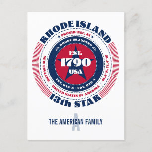 Rhode island, Providence, RI, Patriotic, Monogram Vykort