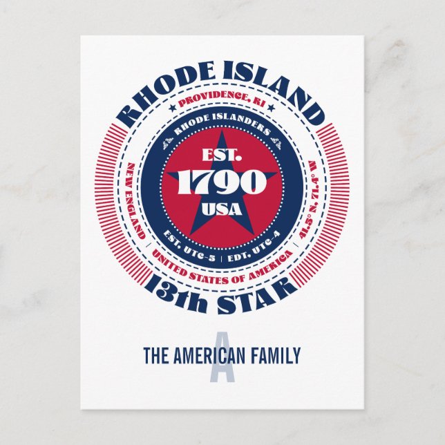 Rhode island, Providence, RI, Patriotic, Monogram Vykort (Framsida)