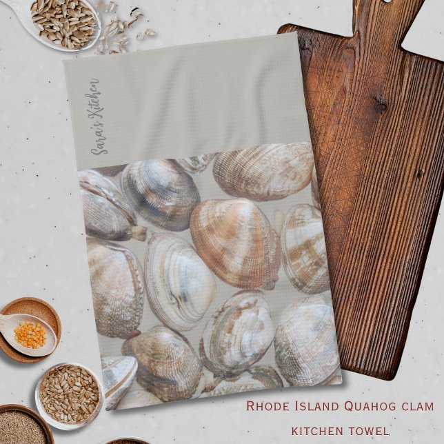 Rhode Island Quahog Musslor Kust Köks Handdukar (Bring a splash of Rhode Island to your kitchen!)
