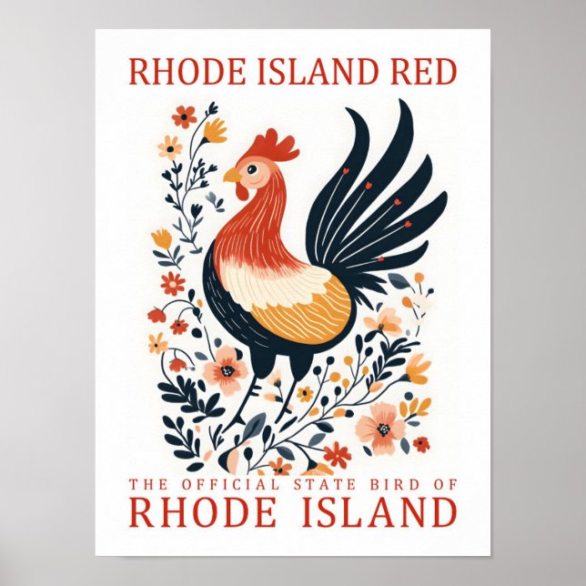 Rhode island Red Bird of Rhode island Travel Poster (Framsidan)