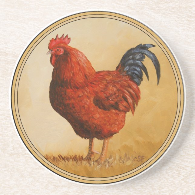 Rhode island Red Tupp Chicken Underlägg (Framsidan)