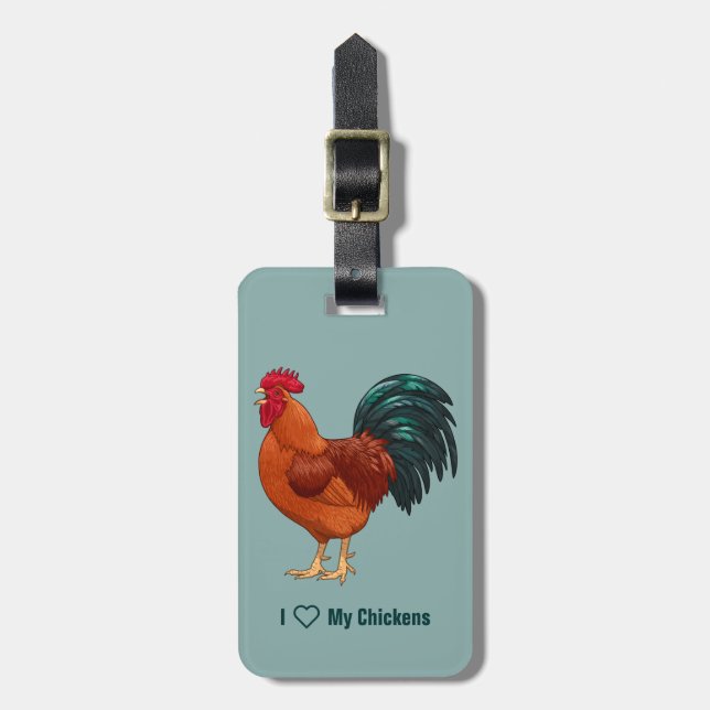 Rhode island Red Tupp Crowing Bagagebricka (Vertikal Framsida)