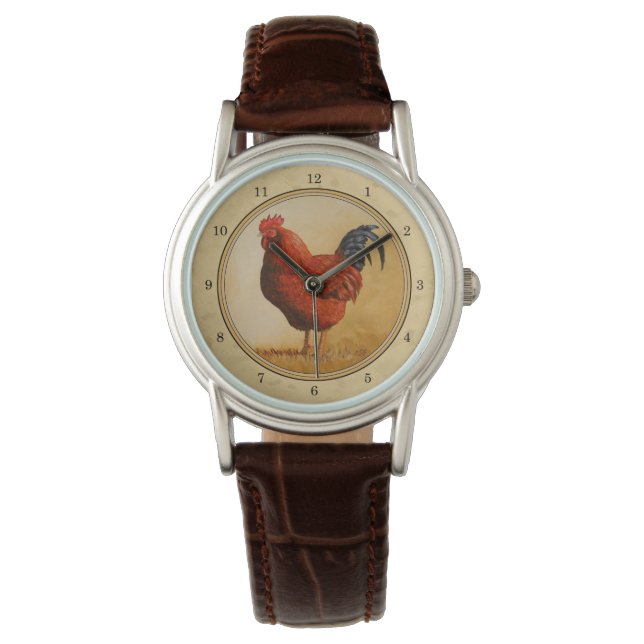 Rhode island Red Tupp Gult - bakgrunden Armbandsur (Framsida)