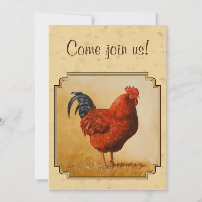 Rhode island Red Tupp Gult - bakgrunden Inbjudningar (Framsida)