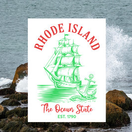 Rhode Island Resor Sjö- Oceanstaten Est. 1790 Vykort