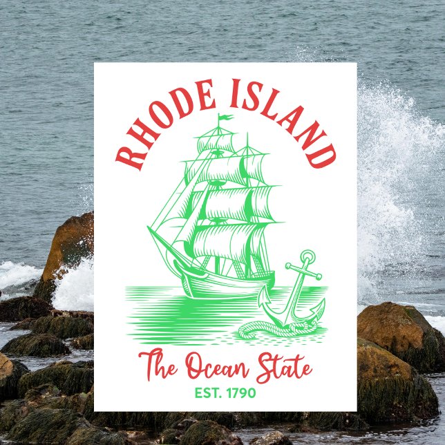 Rhode Island Resor Sjö- Oceanstaten Est. 1790 Vykort (Rhode Island)