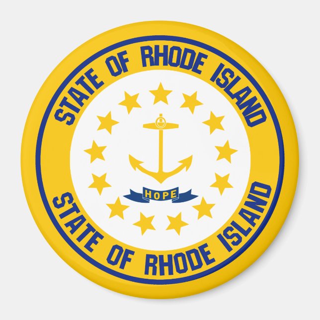 Rhode island Round Emblem Magnet (Framsidan)