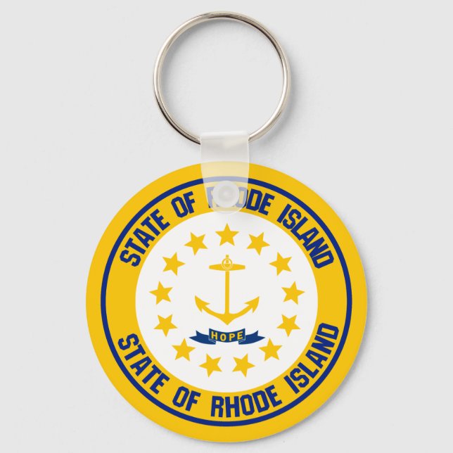Rhode island Round Emblem Nyckelring (Framsida)