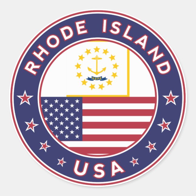 Rhode island runt klistermärke (Framsida)