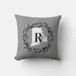 Rhode island Rustiska utandningsmonogram Dekorativ Kudde