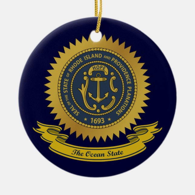 Rhode island Seal Julgransprydnad Keramik (Framsidan)