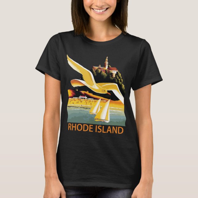 Rhode Island Segelbåt Gul Resa T Shirt (Framsida)