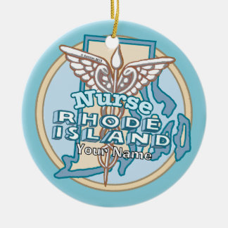 Rhode Island Sjuksköterska Caduceus Julgransprydnad Keramik