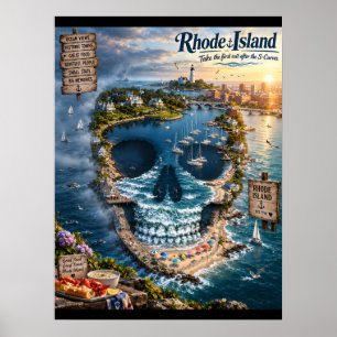 Rhode Island Skalle Konsttryck State of Mind Poster