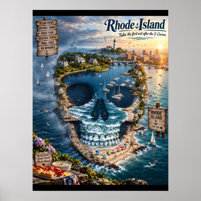 Rhode Island Skalle Konsttryck | State of Mind Poster (Framsidan)