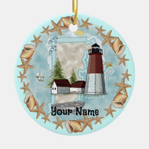Rhode island Snäcka Lighthouse-eget namn Ornament