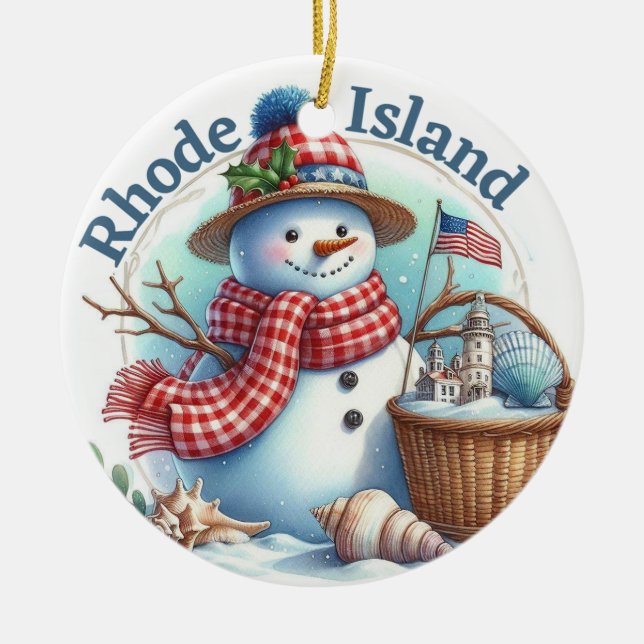 Rhode island Snögubbe Winter Julgran Julgransprydnad Keramik (Framsidan)