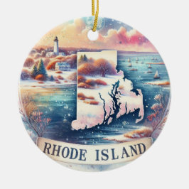Rhode island Snowy Winter Julgran Julgransprydnad Keramik