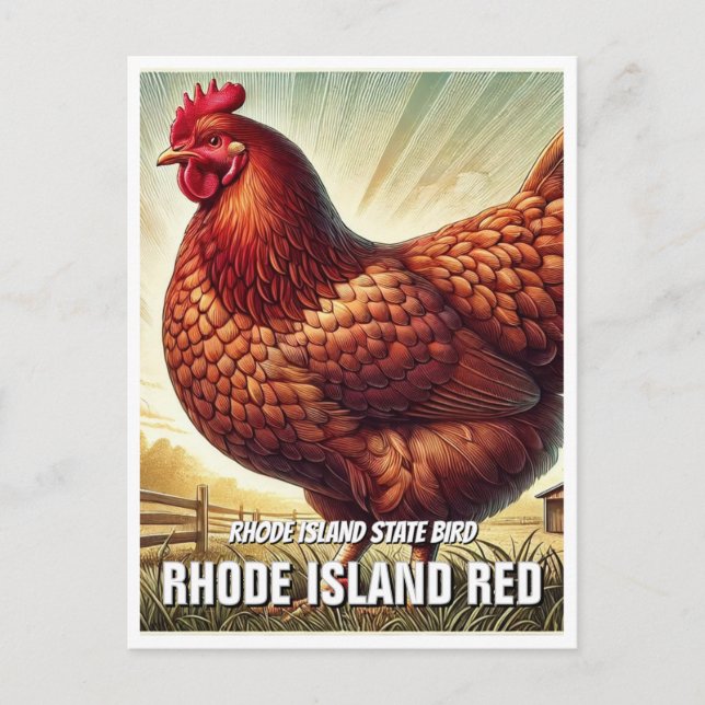 Rhode island State Bird Rhode island Red Vykort (Framsida)