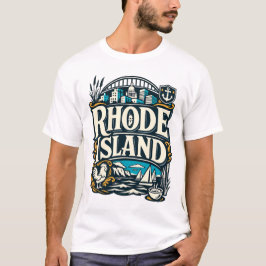 Rhode Island State Heritage Coastal Sailing Art T Shirt