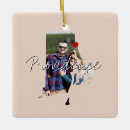 Rhode island State Photo infoga och namn Julgransprydnad Keramik