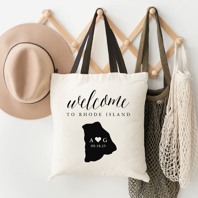 Rhode island State Silhouette Bröllop Welcome Tote Tygkasse (Skapare uppladdad)