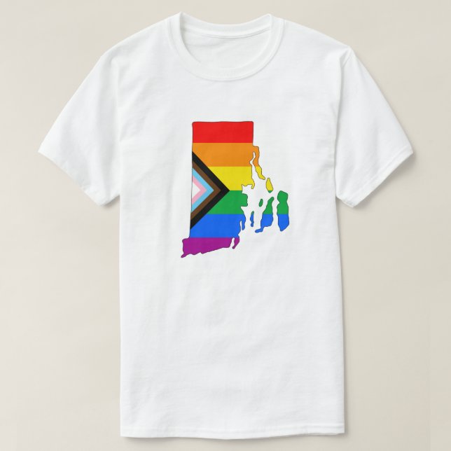 Rhode Island Statens Stolthet HBTQ Progress Pride T Shirt (Design framsida)