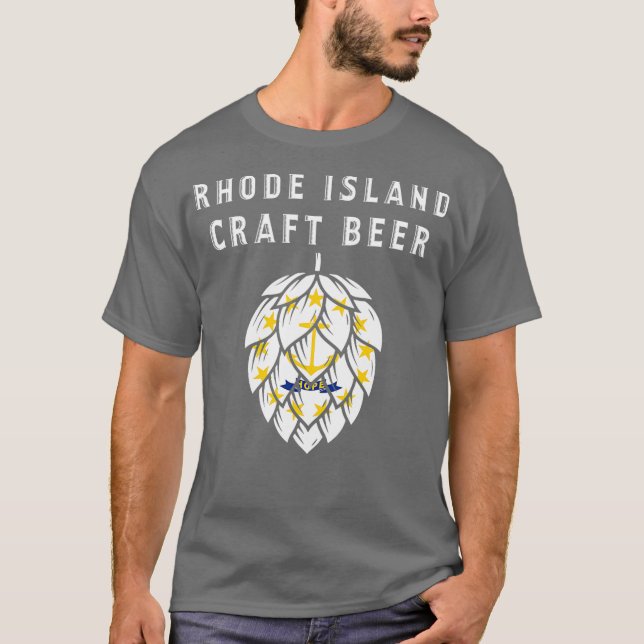 Rhode island Statlig flagga Craft Beer Beer Älskar T Shirt (Framsida)
