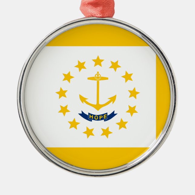 Rhode island Statlig flagga design Julgransprydnad Metall (Framsidan)