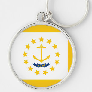 Rhode island Statlig flagga design Rund Silverfärgad Nyckelring