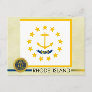 Rhode island Statlig flagga och Seal Vykort
