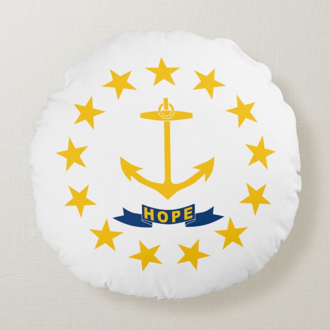 Rhode island Statlig flagga Rund Kudde (Framsidan)