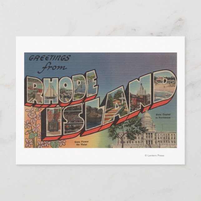 Rhode island (statligt kapital/blomma) vykort (Framsida)