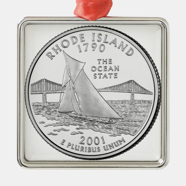 Rhode island-statskvartal julgransprydnad metall (Framsidan)