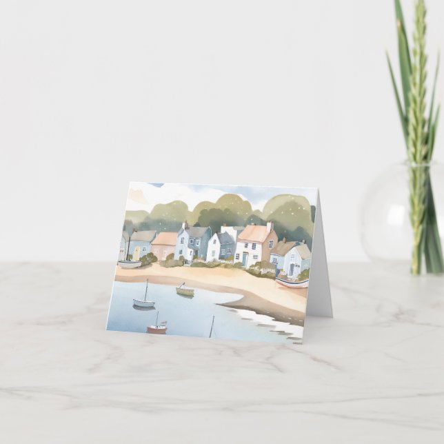 Rhode Island Strand Kust Akvarell Helgkort (Framsida)