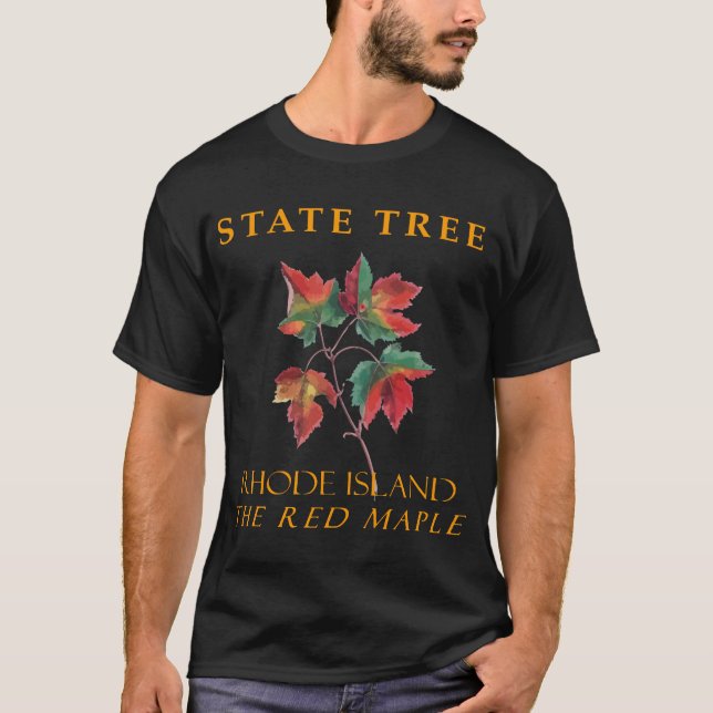 Rhode Island territoriellt träd Den röda lönnen T Shirt (Framsida)