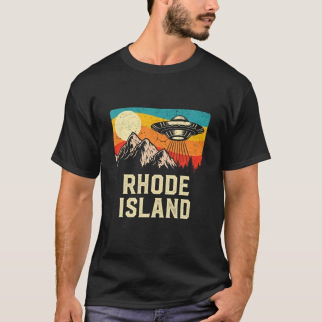 Rhode island UFO Alien Spaceshöftbergen Retro H T Shirt (Framsida)