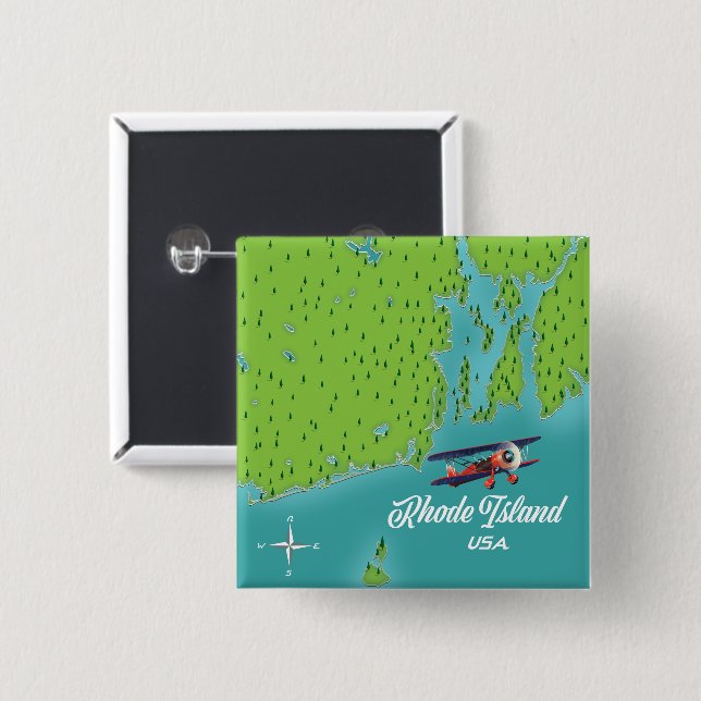 RHODE ISLAND USA KARTA KNAPP (Framsida & baksida)