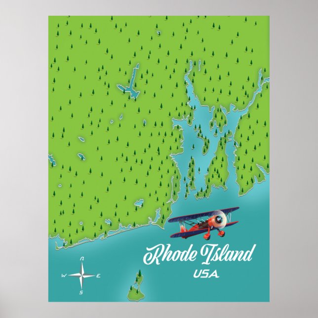 RHODE ISLAND USA KARTA POSTER (Framsidan)