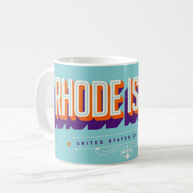 Rhode Island USA  Retro Postcard Mug Kaffemugg (Framsida vänster)