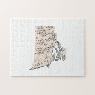Rhode island Vintage Bild Karta Pussel