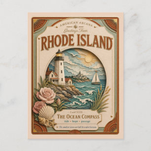 Rhode Island Vintage Paper Cut American Arcana Vykort