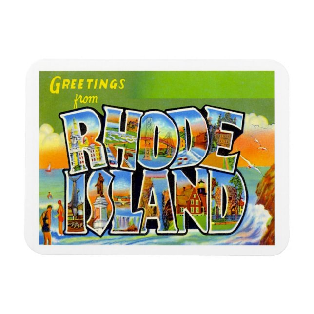 Rhode island Vintage resor Magnet (Horisontell)