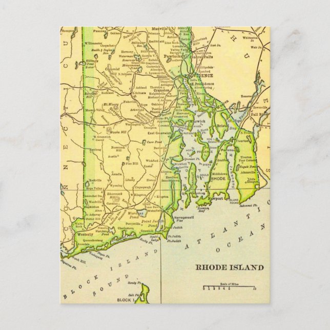 Rhode Island Vykortskarta Vykort (Framsida)
