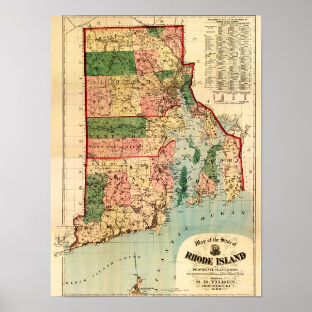 Rhode IslandPanoramic MapRhode Island Poster (Framsidan)
