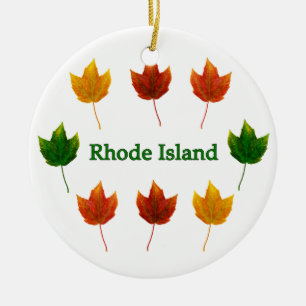 Rhode - ö (röda lönnlöv) julgransprydnad keramik
