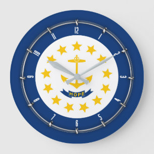 Rhode - östatlig flagga på a stor klocka