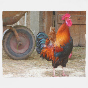 Rhode - röd tupp för ö som gal i Barnyard Fleecefilt