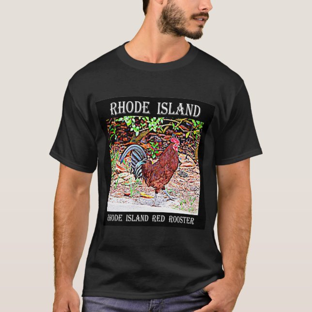 Rhode - röd tupp för ö t-shirt (Framsida)