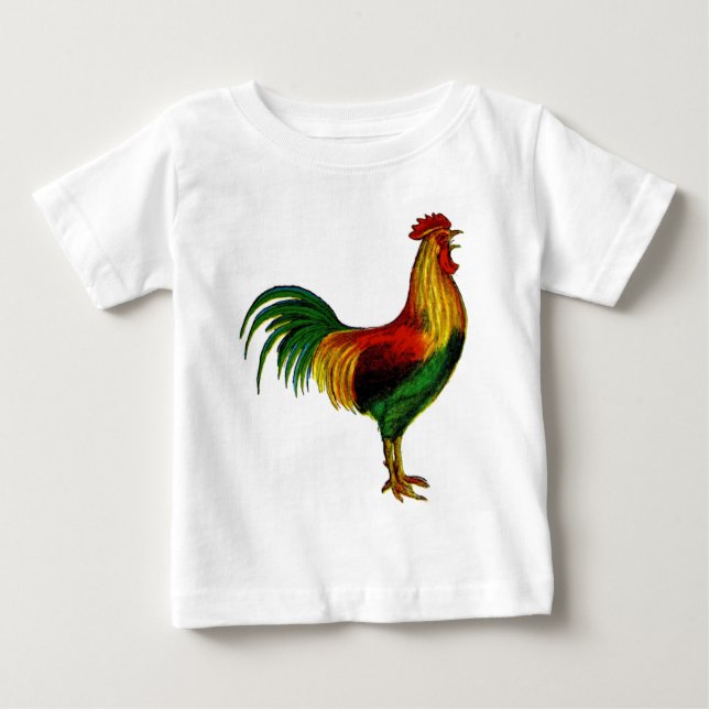 Rhode - röd tupp för ö tee shirt (Framsida)